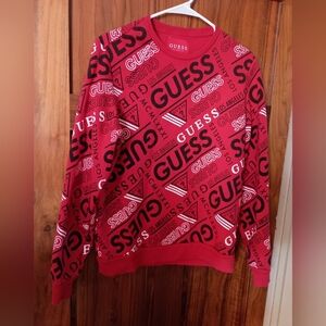 GUESS Bold Red Graphic Crewneck Sweater